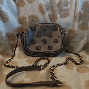 Betsey Johnson Black Rose Appliqué Crossbody Bag